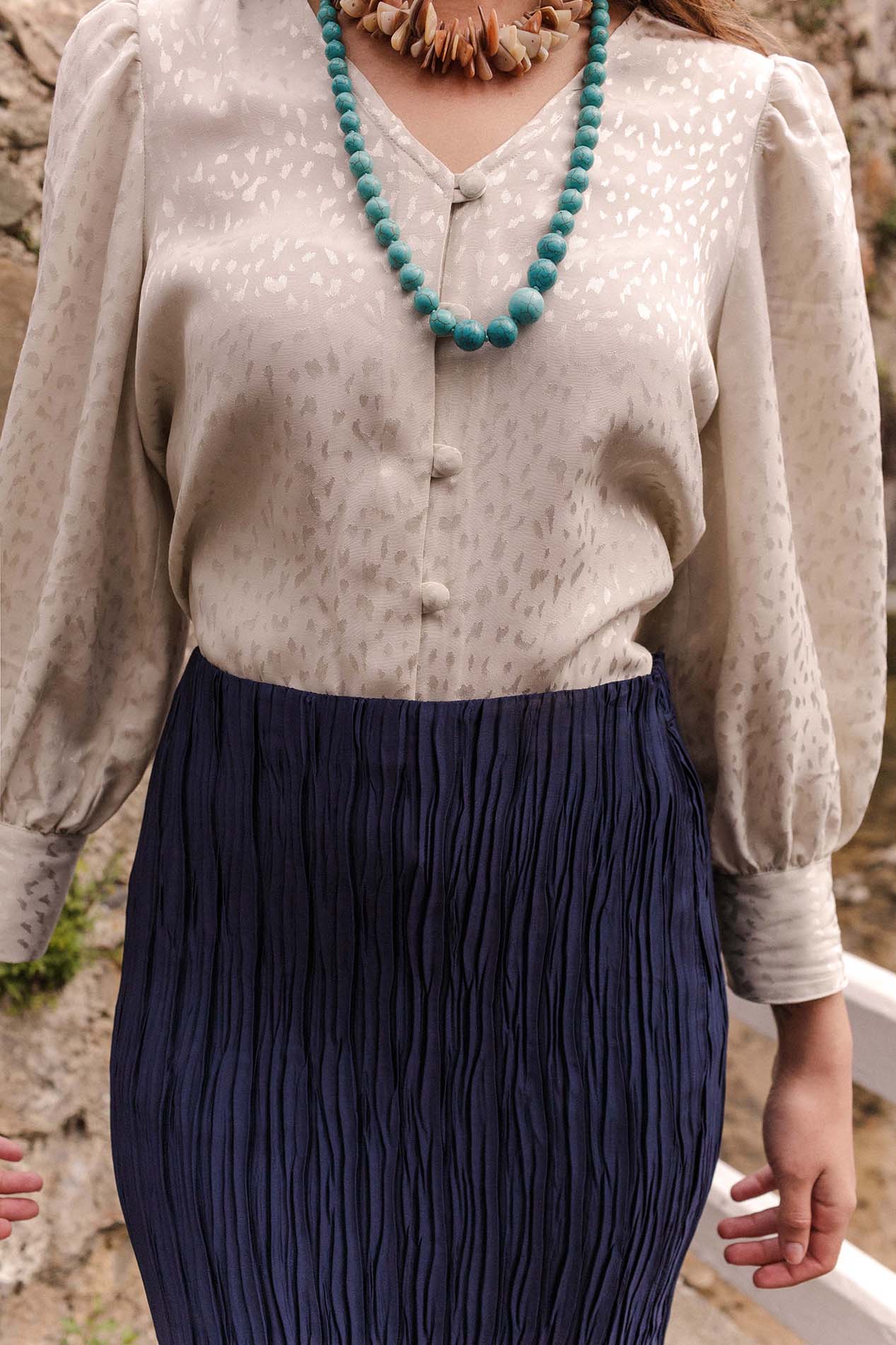 Blue pleated LOINA skirt