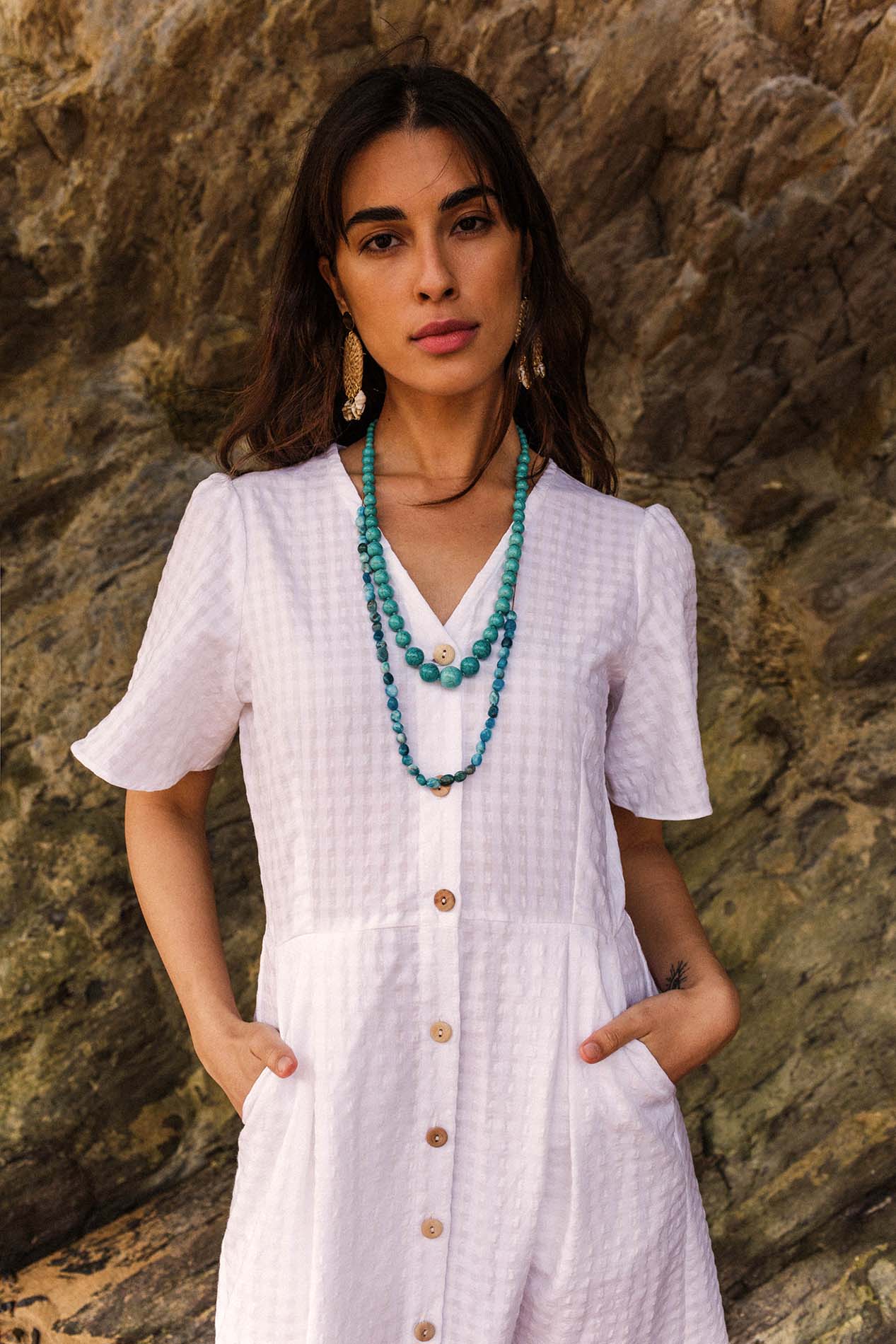 SICILIA white gingham dress