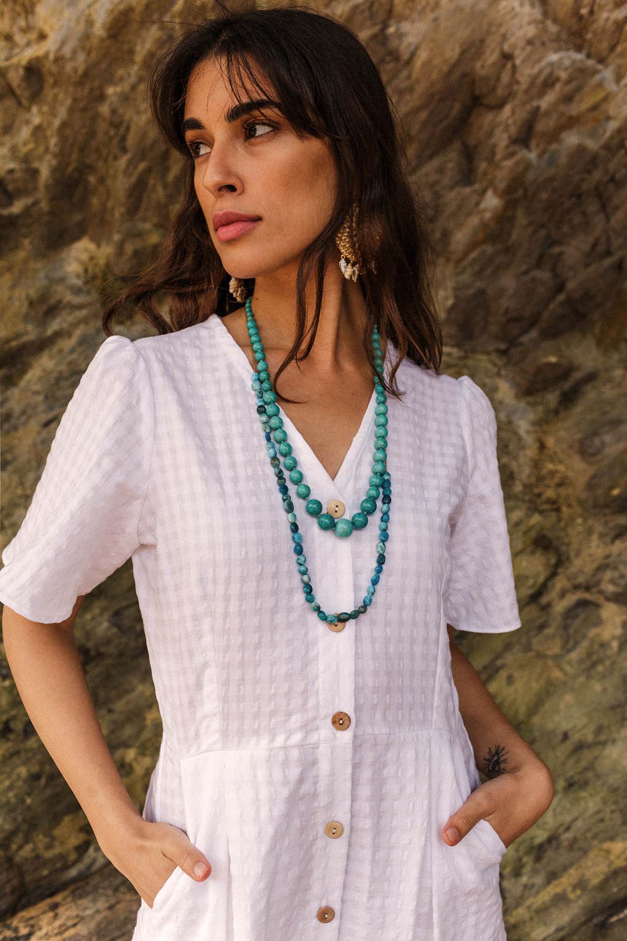SICILIA white gingham dress