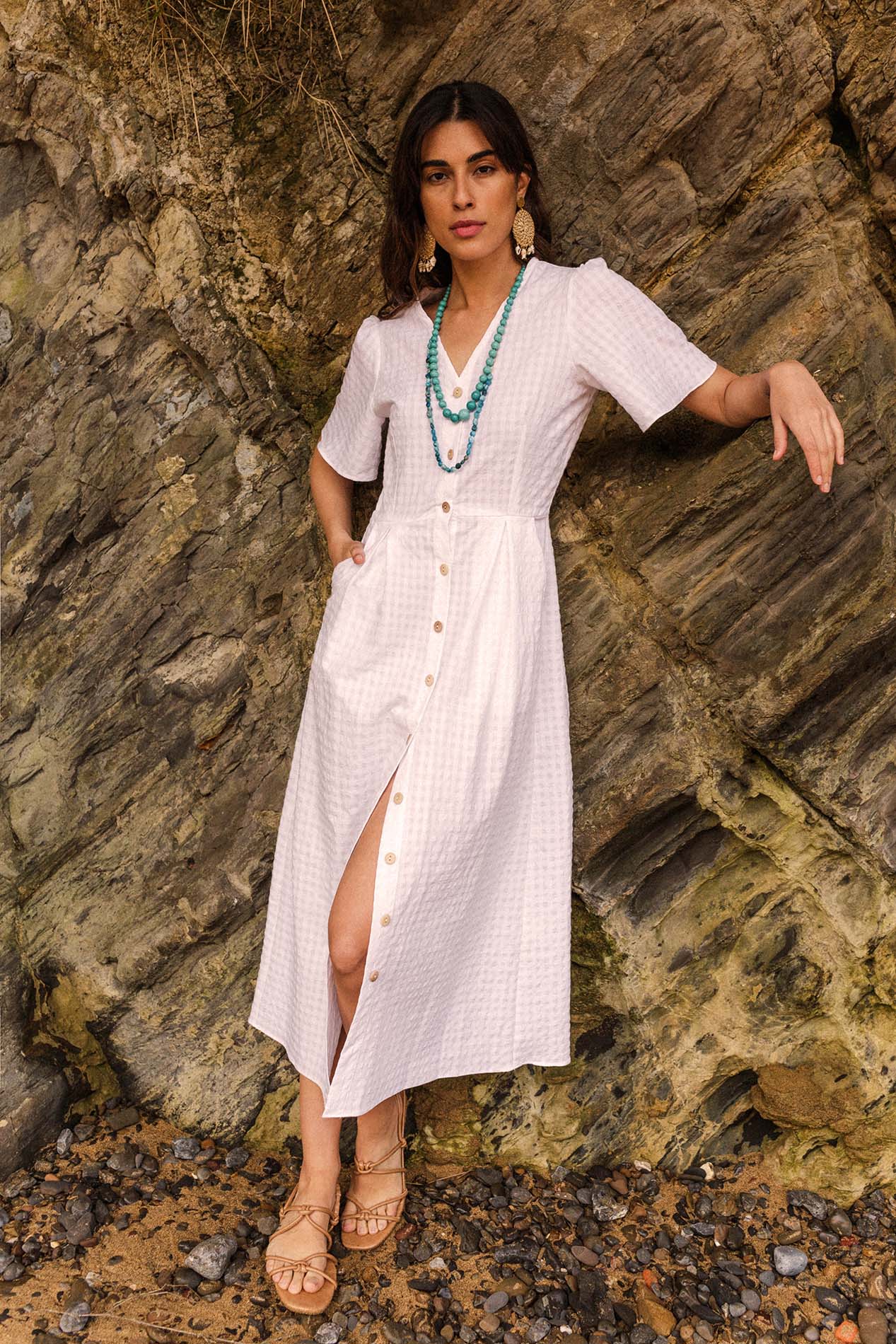 SICILIA white gingham dress